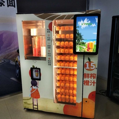 Automat z automatami do soków owocowych, automat z pomarańczowym wyświetlaczem