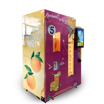 Widoczny proces wyciskania Zdrowy sok pomarańczowy Automat sprzedający monety Wifi Banknoty Płatność
